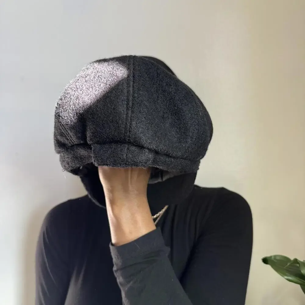 Vintage‎ Nine West Wool Blend black Newsboy Cap